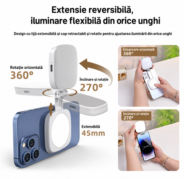 Lumină Selfie Magică 3-in-1